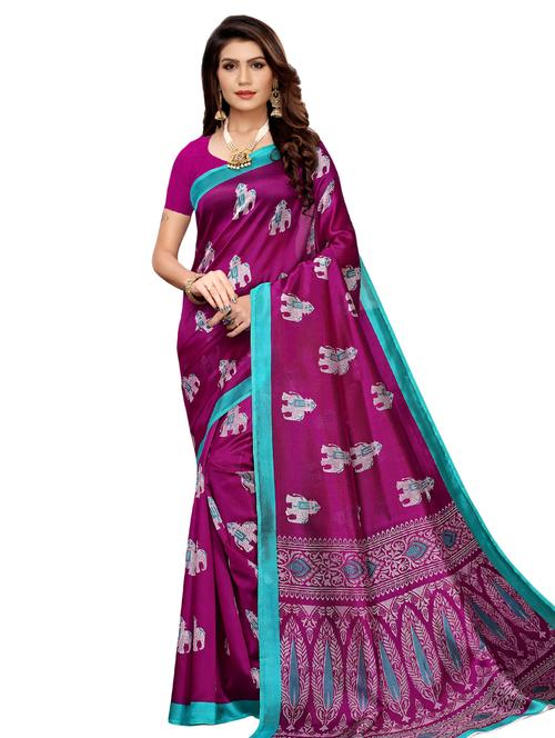 conversational printed saree with blouse - 16592034 - Very Small Image - 1