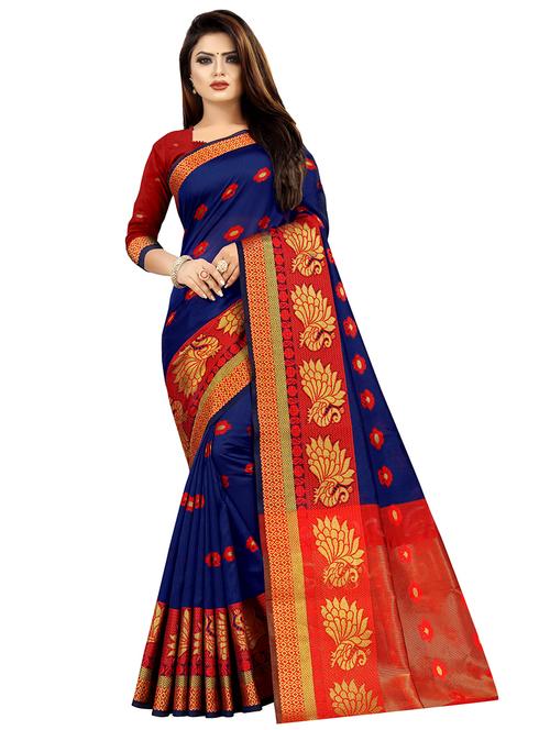 floral kanjivaram saree with blouse - 16592159 - Very Small Image - 1
