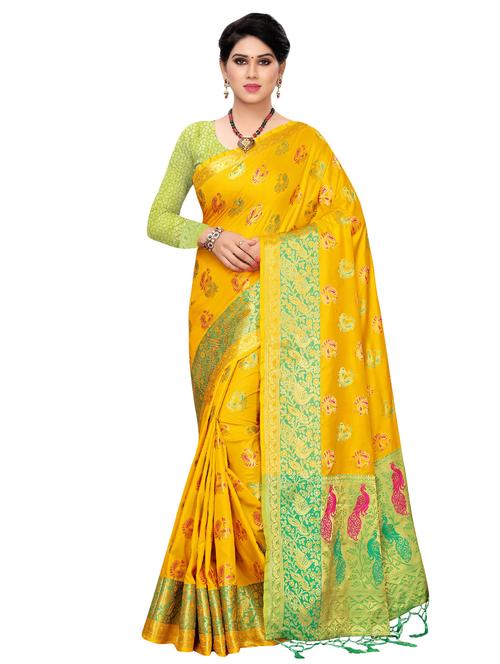 conversational banarasi saree with blouse - 16592172 - Very Small Image - 1