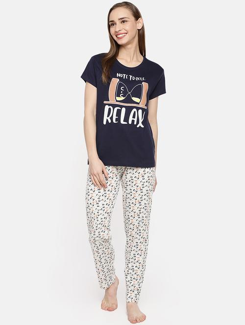 round neck quirky print pyjama set - 16592217 - Very Small Image - 1