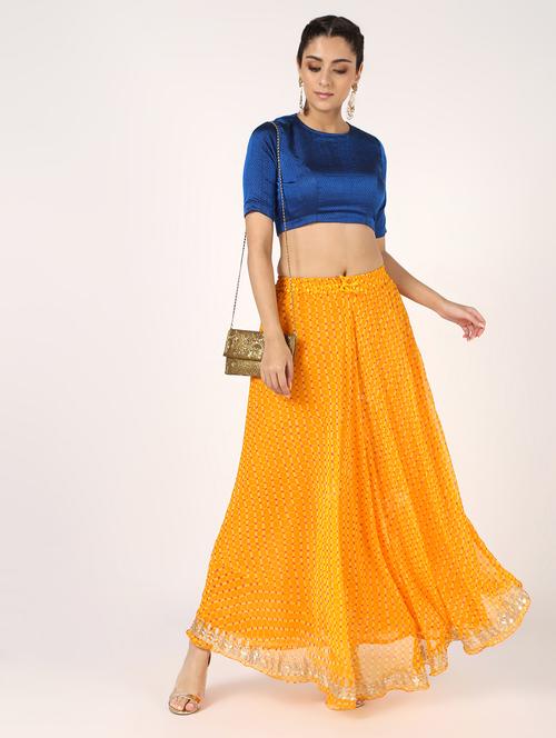 gota work leheriya print flared skirt - 16592324 - Very Small Image - 1
