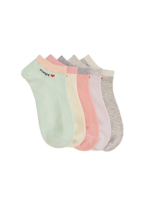 set of 5 women's low ankle cotton socks - 16592612 - Very Small Image - 1