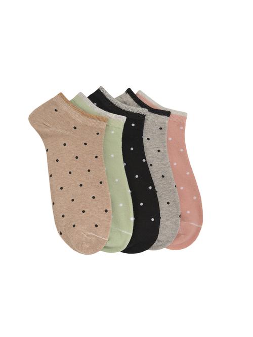 set of 5 women's low ankle cotton socks - 16592617 - Very Small Image - 1
