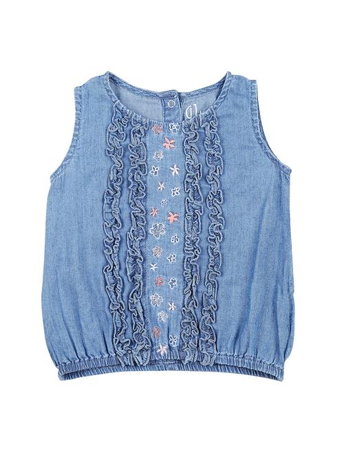 frill trim embroidered blouson top - 16593023 - Very Small Image - 1