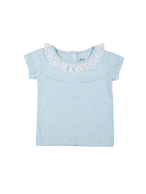 contrast lace detail short sleeved top - 16593025 - Very Small Image - 1