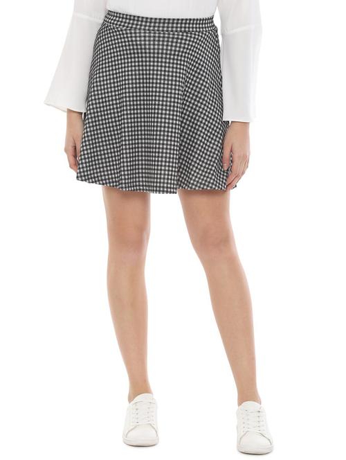 high rise gingham checkered a-line skirt - 16593175 - Very Small Image - 1
