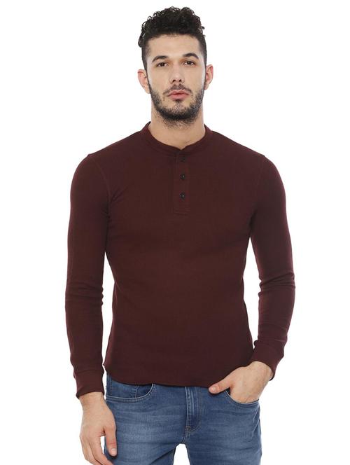 brown self design t-shirt - 16593251 - Very Small Image - 1