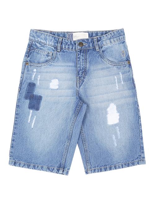 distressed denim three-fourth shorts - 16593456 - Very Small Image - 1
