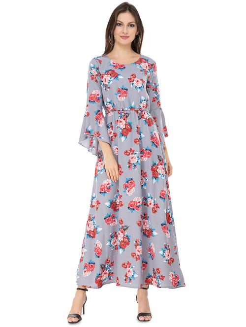 bell sleeved floral fit & flare dress - 16593620 - Very Small Image - 1