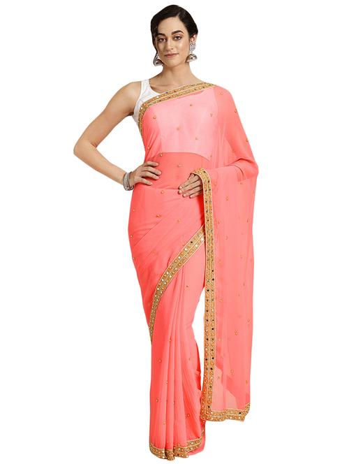 embellished bordered saree with blouse - 16595602 - Very Small Image - 1