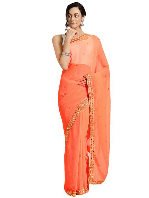 embellished bordered saree with blouse - 16595603 - Very Small Image - 1