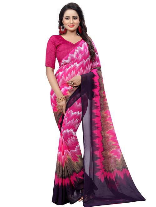 ikat printed saree with blouse - 16595652 - Very Small Image - 1