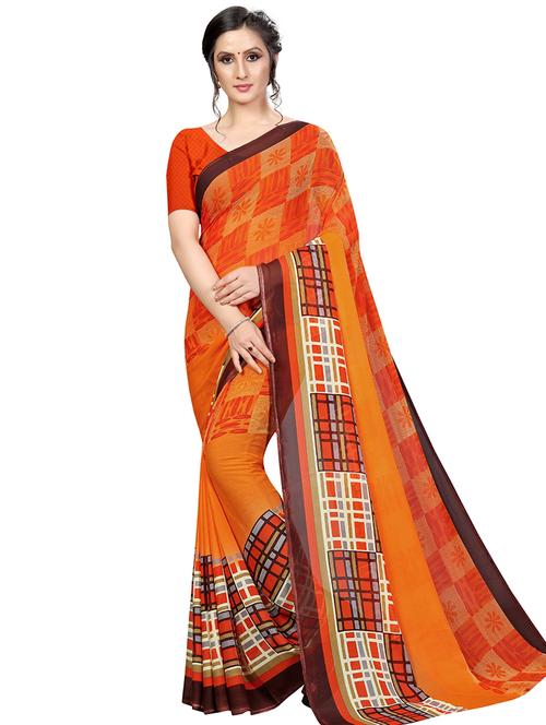 floral printed saree with blouse - 16595654 - Very Small Image - 1