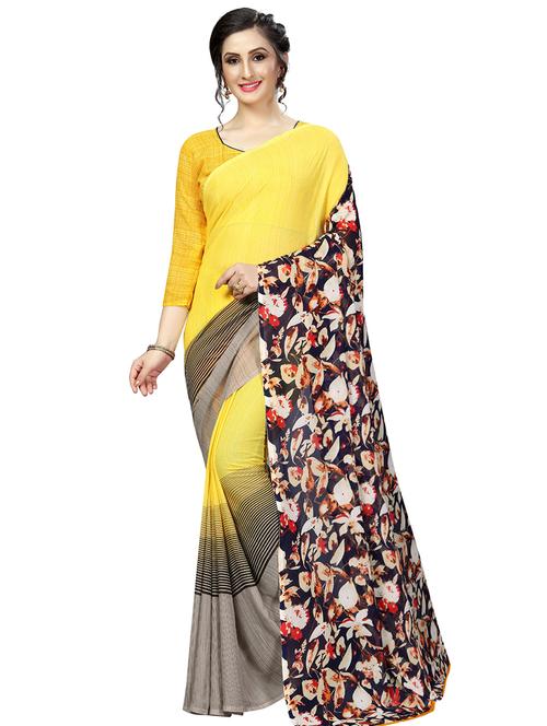 floral printed saree with blouse - 16595663 - Very Small Image - 1