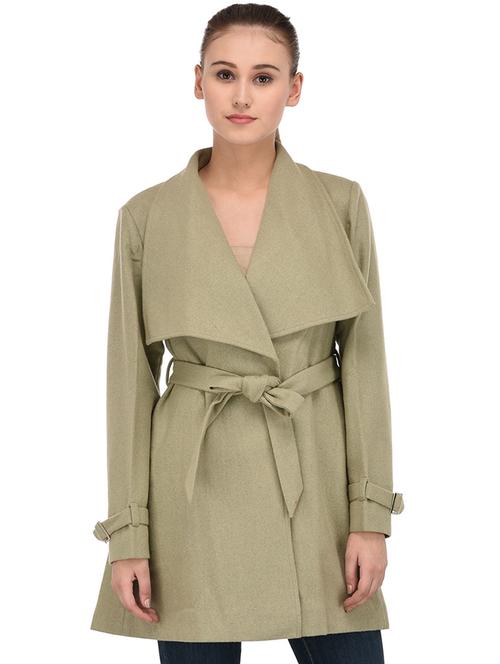 tie front lapel neck trench coat - 16596016 - Very Small Image - 1