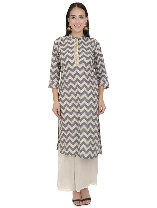 chevron straight kurta - 16598571 - Very Small Image - 1