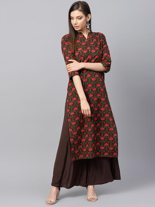 floral printed straight kurta - 16598708 - Very Small Image - 1