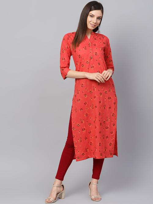 floral printed straight kurta - 16598709 - Very Small Image - 1