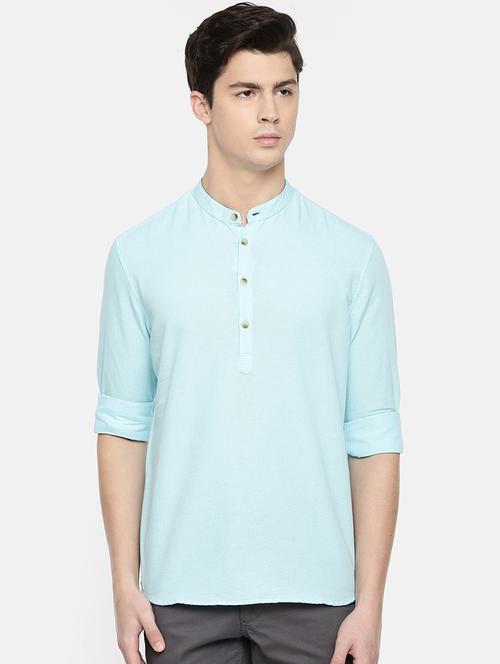 light blue solid short kurta - 16598773 - Very Small Image - 1