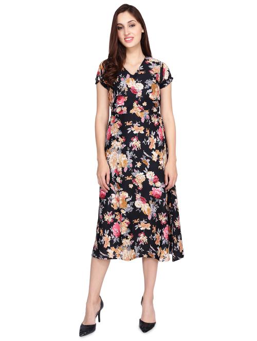v neck floral a-line dress - 16600193 - Very Small Image - 1