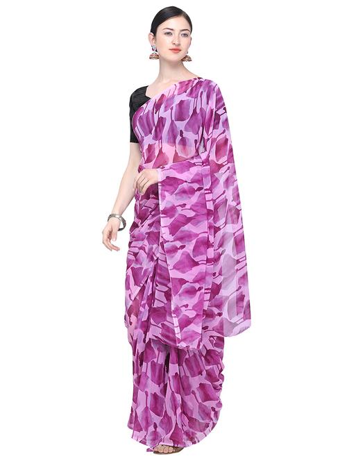 abstract printed saree with blouse - 16600361 - Very Small Image - 1