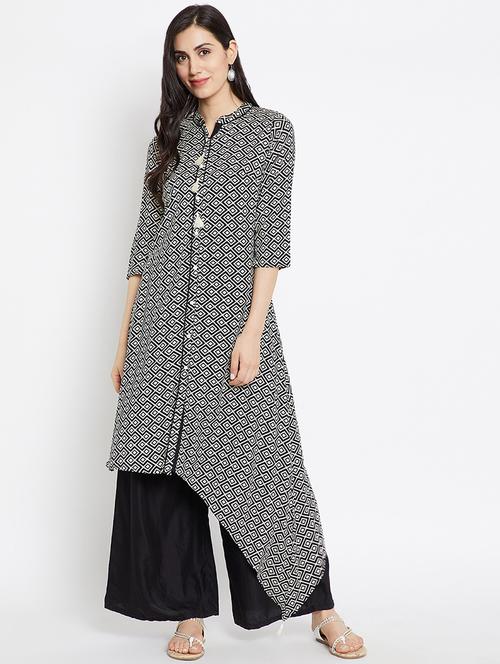 geometric printed asymmetric kurta - 16600759 - Very Small Image - 1