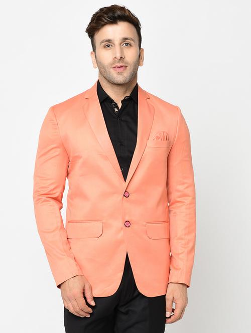 orange solid single breasted casual blazer - 16601837 - Very Small Image - 1