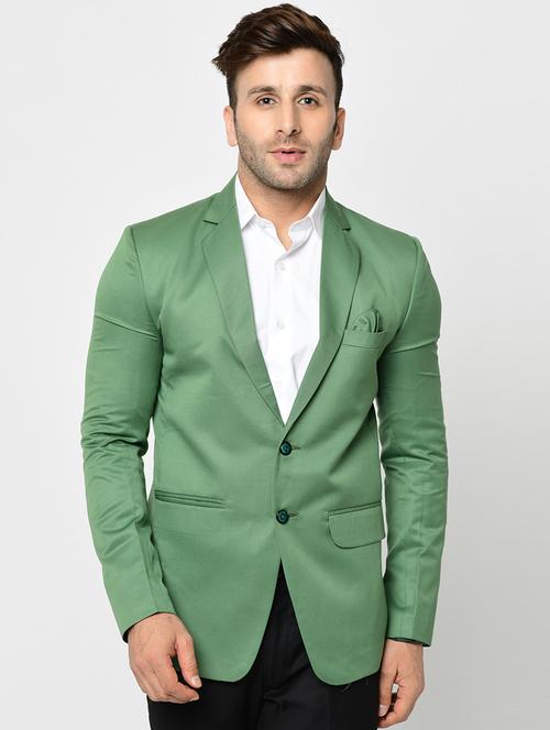 green solid single breasted casual blazer - 16601842 - Very Small Image - 1