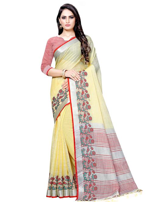 floral woven saree with blouse - 16602373 - Very Small Image - 1