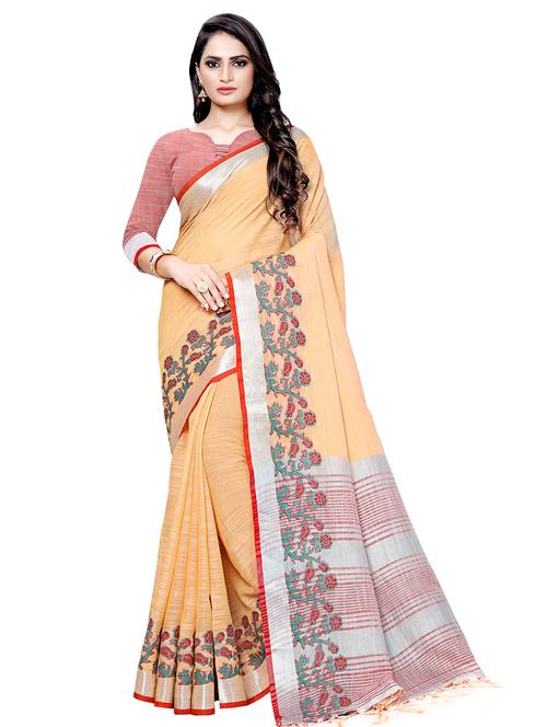 floral woven saree with blouse - 16602376 - Very Small Image - 1
