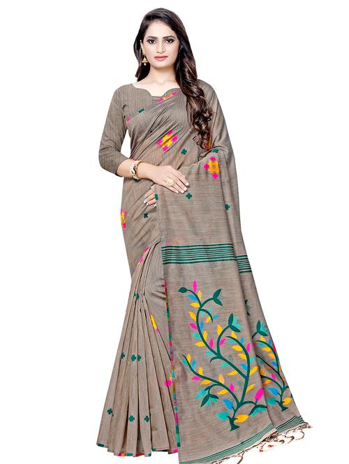 geometric printed saree with blouse - 16602385 - Very Small Image - 1