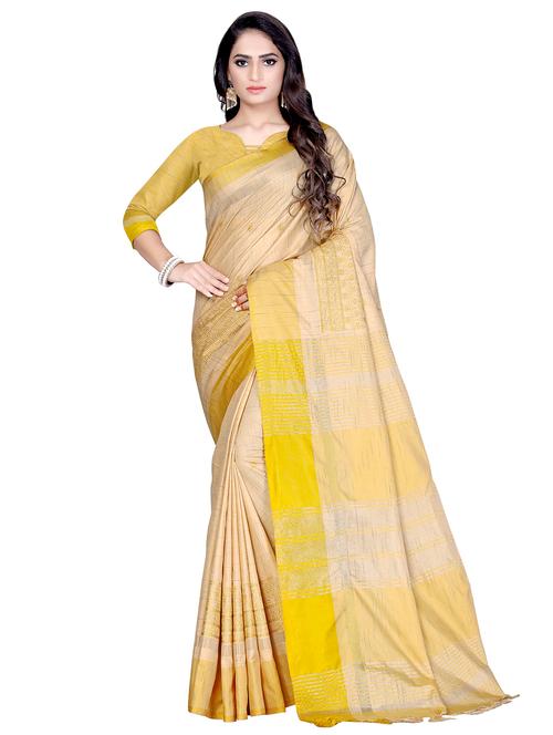solid bordered saree with blouse - 16602393 - Very Small Image - 1
