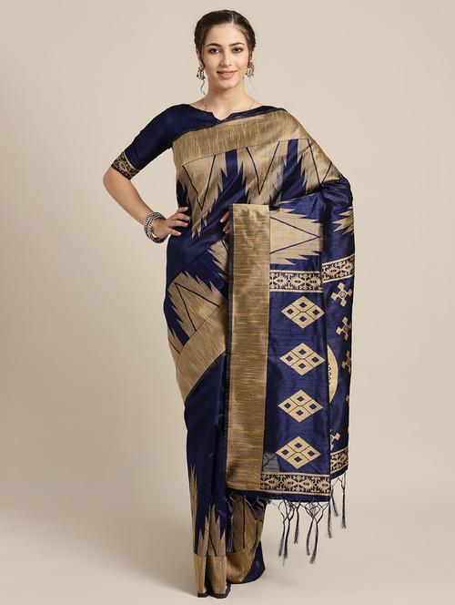 geometric printed saree with blouse - 16602406 - Very Small Image - 1
