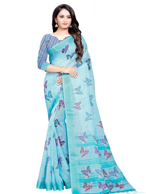 conversational bordered saree with blouse - 16602437 - Very Small Image - 1