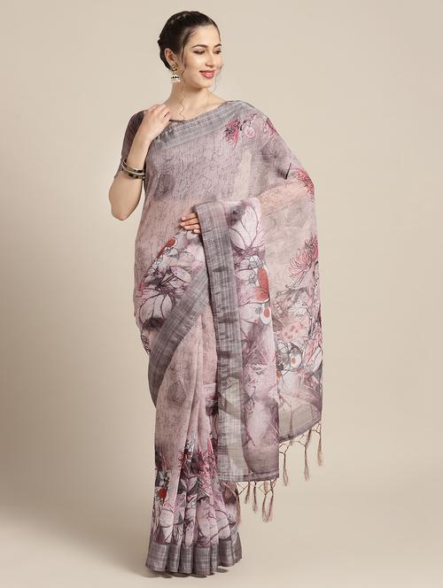 floral bordered saree with blouse - 16602450 - Very Small Image - 1