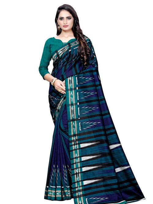 ikat printed saree with blouse - 16602460 - Very Small Image - 1