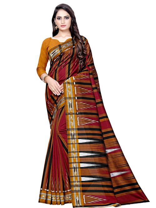 striped printed saree with blouse - 16602461 - Very Small Image - 1