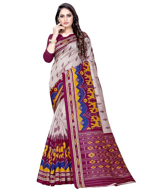 conversational printed saree with blouse - 16602465 - Very Small Image - 1