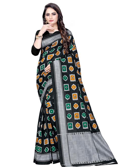 ikat printed saree with blouse - 16602468 - Very Small Image - 1
