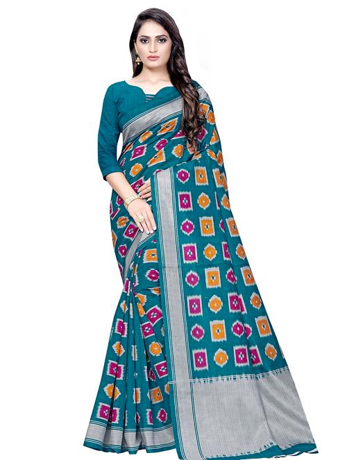 ikat printed saree with blouse - 16602469 - Very Small Image - 1