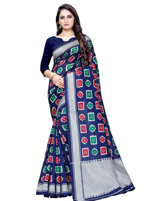 ikat printed saree with blouse - 16602471 - Very Small Image - 1