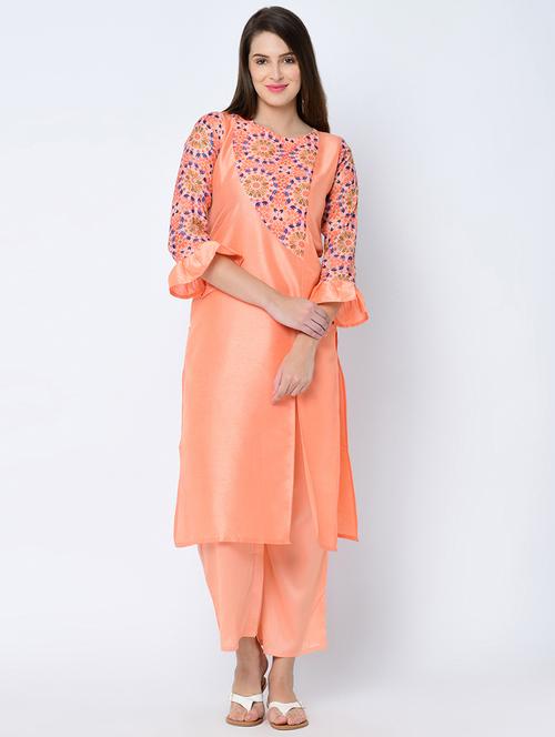pink art silk straight kurta - 16602581 - Very Small Image - 1