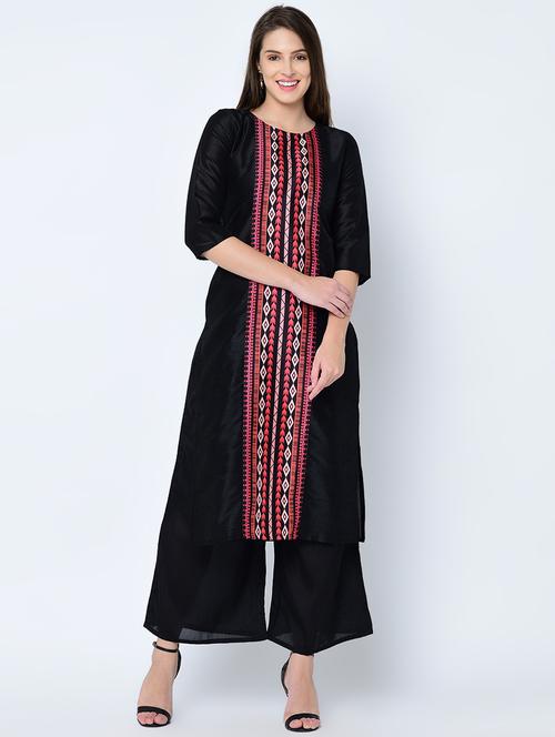 printed art silk straight kurta - 16602589 - Very Small Image - 1