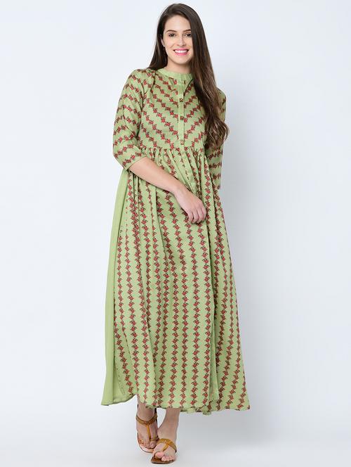 floral art silk flared kurta - 16602593 - Very Small Image - 1