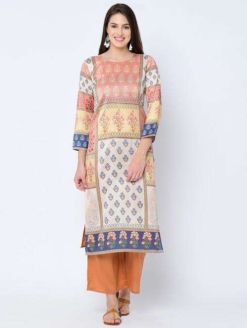 floral art silk straight kurta - 16602594 - Very Small Image - 1