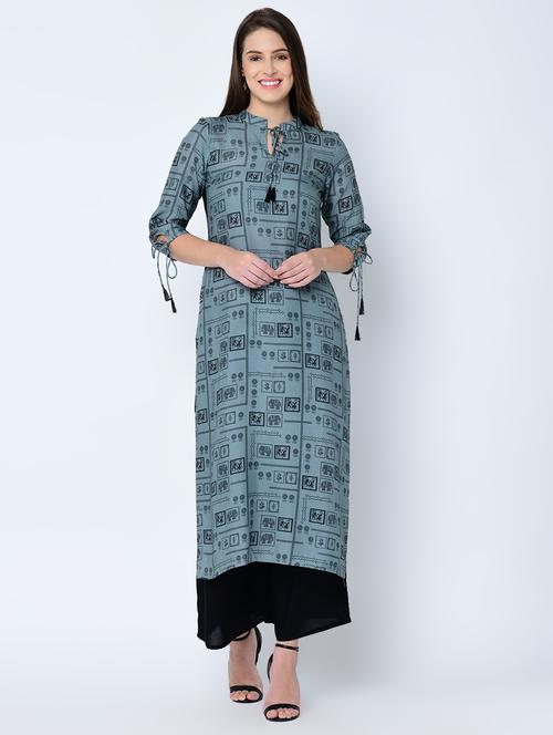 printed straight kurta - 16602599 - Very Small Image - 1