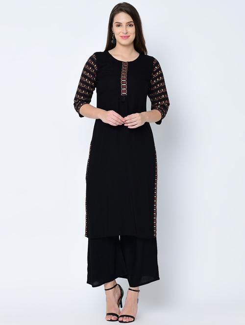 solid straight kurta - 16602600 - Very Small Image - 1