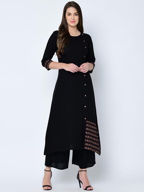 solid a-line kurta - 16602601 - Very Small Image - 1