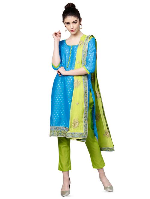 embroidered kurta pant with dupatta suit set - 16602806 - Very Small Image - 1