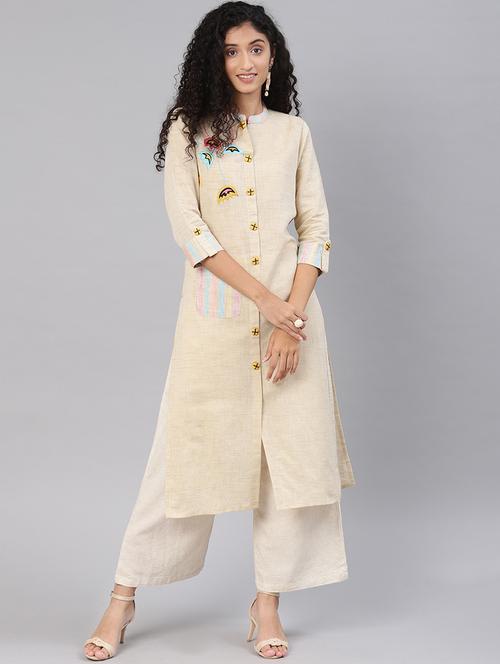 embroidered straight kurta - 16602830 - Very Small Image - 1